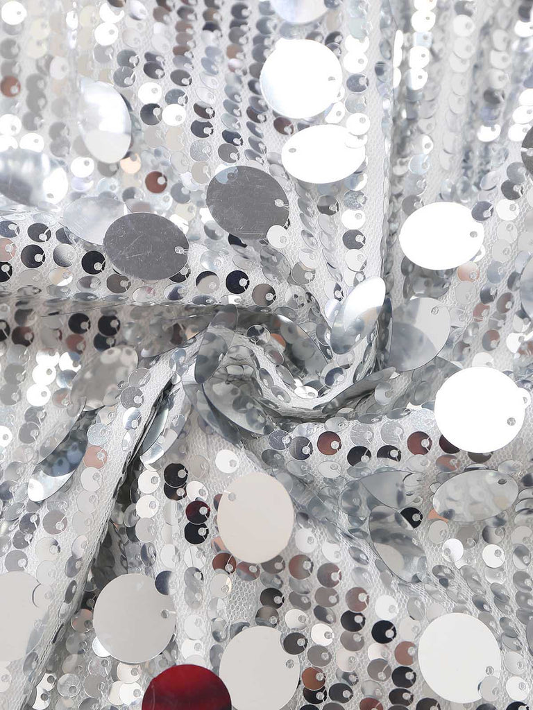 60er Disco-Paillettenkleid mit Rundhalsausschnitt
