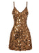 Goldenes 60er Bodycon-Minikleid mit Pailletten und Spaghettiträgern