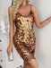 Goldenes 60er Bodycon-Minikleid mit Pailletten und Spaghettiträgern