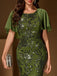Grünes 20er Meerjungfrauenkleid mit floraler Paillettenstickerei