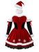 Rotes 50er Weihnachts-Samtkleid mit Fellbesatz und Schneeflocken