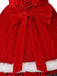 Rotes 50er Weihnachts-Samtkleid mit Fellbesatz und Schneeflocken
