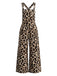 Brauner 50er Western-Jumpsuit mit Leoprint und weitem Bein