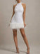 60er Pailletten-Minikleid mit Neckholder und Federsaum