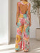 Bunter 70er Blumen-Jumpsuit mit weitem Bein und Herz-Rückenausschnitt