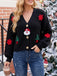 70er Weihnachts-Strickjacke mit Weihnachtsmann- und Tannenbaum-Applikationen
