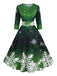 50er Schneeflocken-Printkleid mit Halbärmeln und betonter Taille