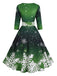 50er Schneeflocken-Printkleid mit Halbärmeln und betonter Taille
