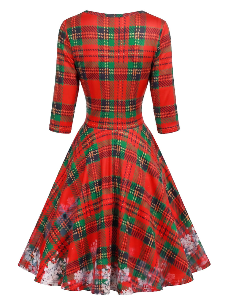 50er Weihnachts-Swingkleid mit Halbärmeln