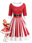 50er Weihnachts-Swingkleid mit Halbärmeln