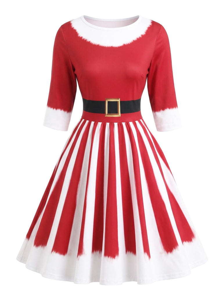 50er Weihnachts-Swingkleid mit Halbärmeln