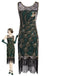 20er Art-déco-Flapperkleid mit Pailletten und Fransen