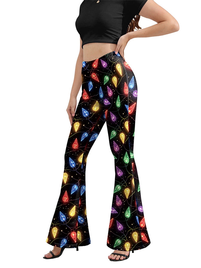 50er High-Waist-Schlaghose mit Weihnachts-Print