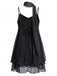 70er Glitzer-Mesh-Minikleid mit Rüschen und passendem Schal