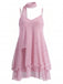 70er Glitzer-Mesh-Minikleid mit Rüschen und passendem Schal