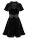 Schwarzes 80er Katzenkostüm mit Samtkleid, Cut-out und Schleife