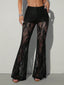 70er High-Waist-Schlaghose aus transparenter Spitze