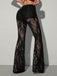 70er High-Waist-Schlaghose aus transparenter Spitze