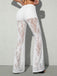 70er High-Waist-Schlaghose aus transparenter Spitze