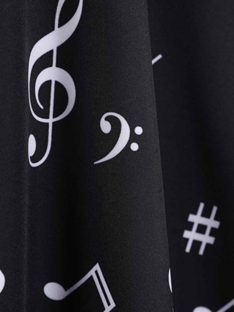 50er Kleid ohne Ärmel mit Notenprint und Bubikragen