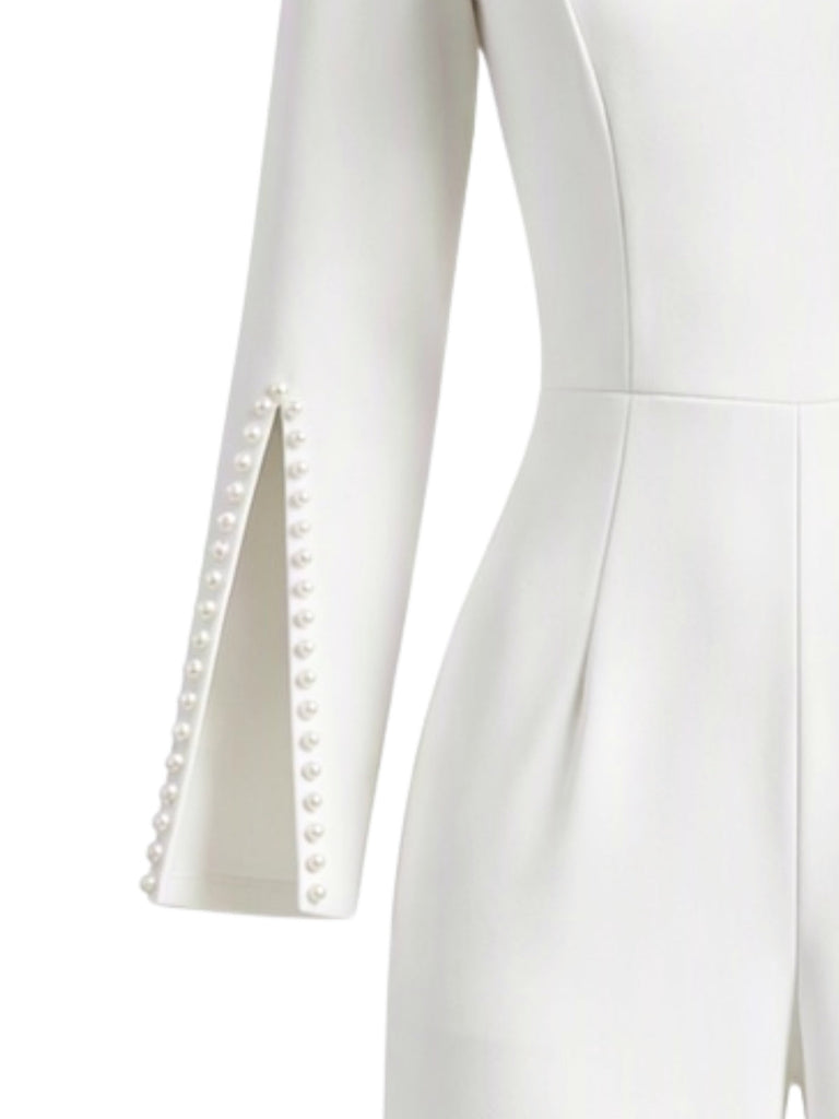 60er Jumpsuit mit geschlitzten Ärmeln und weitem Bein