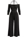 Weinroter 60er schulterfreier Jumpsuit mit Neckholder