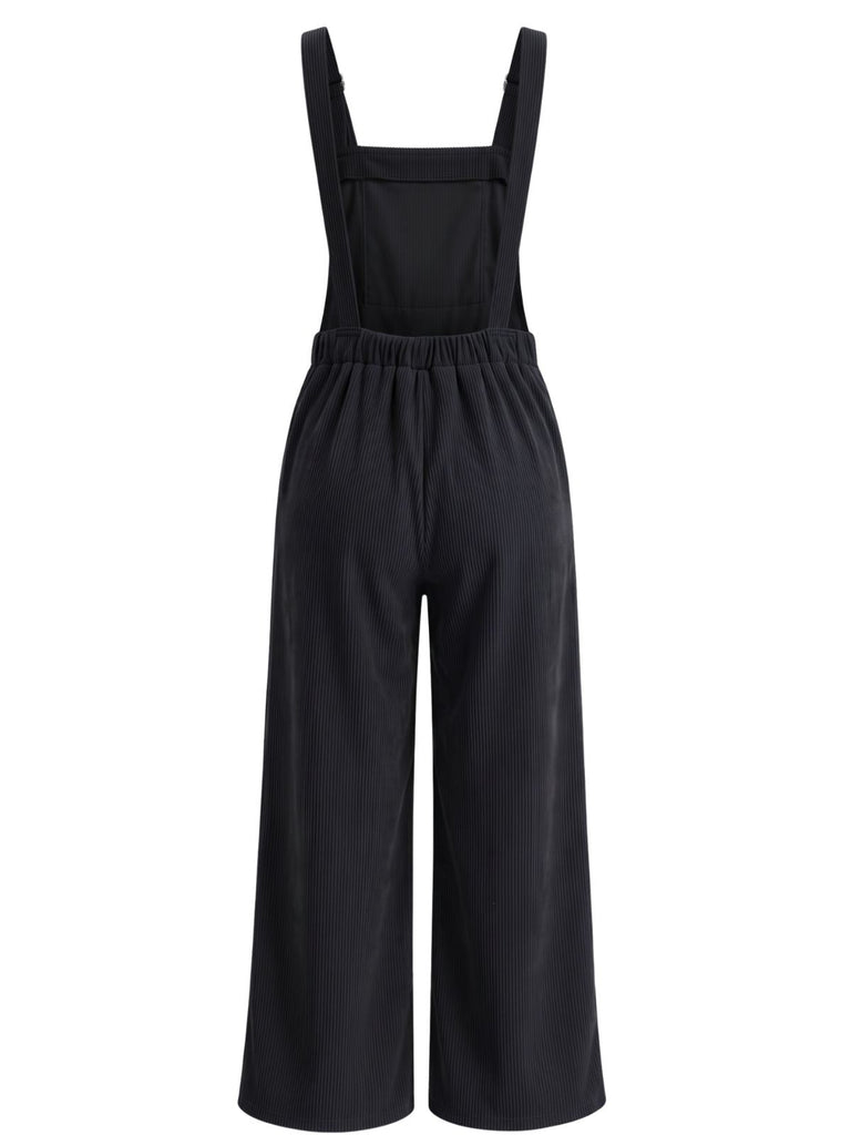 Dunkelblauer 40er Cordjumpsuit mit geradem Bein