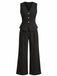 80er Set aus ärmelloser V-Ausschnitt-Weste und High-Waist-Hose