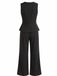 80er Set aus ärmelloser V-Ausschnitt-Weste und High-Waist-Hose