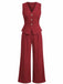 80er Set aus ärmelloser V-Ausschnitt-Weste und High-Waist-Hose