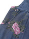 Blauer 40er Jeans-Latzoverall mit Blumen und weitem Bein
