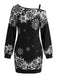60er Weihnachts-Minikleid mit Schneeflockenprint und One-Shoulder