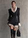 60er Blazerkleid mit Spitzenrevers und Volantsaum