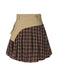 [Vorverkauf] Braun 1960er Plaid Patchwork Gürtel Plissiertes Rock