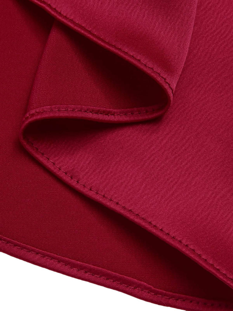 [Vorverkauf] Rot-weißes 1960er ärmelloses geschlitztes Fischschwanzkleid