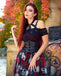 1950er Halloween  Skelett Totenkopf Rose Spitze Mesh Kleid