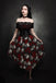 1950er Halloween Totenkopf Rose Spitze Mesh Kleid