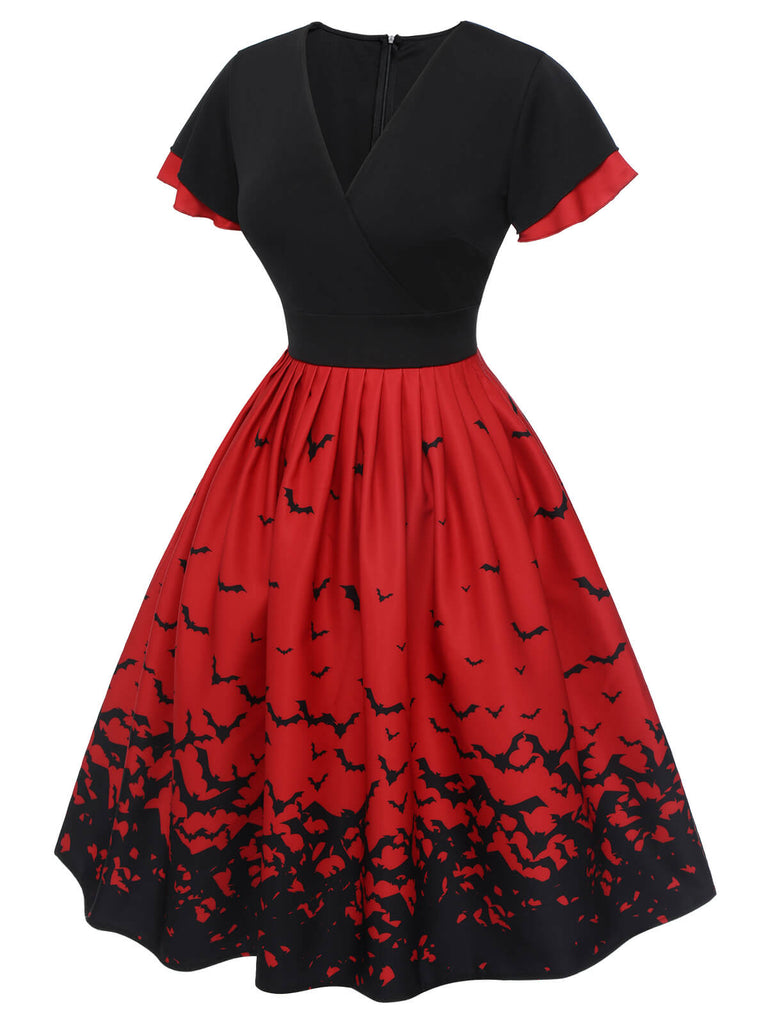 1950er Halloween-Swingkleid mit Volantärmeln