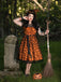 1950er Halloween Spitzen Schulter Swingkleid