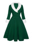 Grün 1950er Weihnachten Revers Kleid