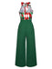 Grüner 1930er Weihnachts Patchwork Overall mit karierter Spitze
