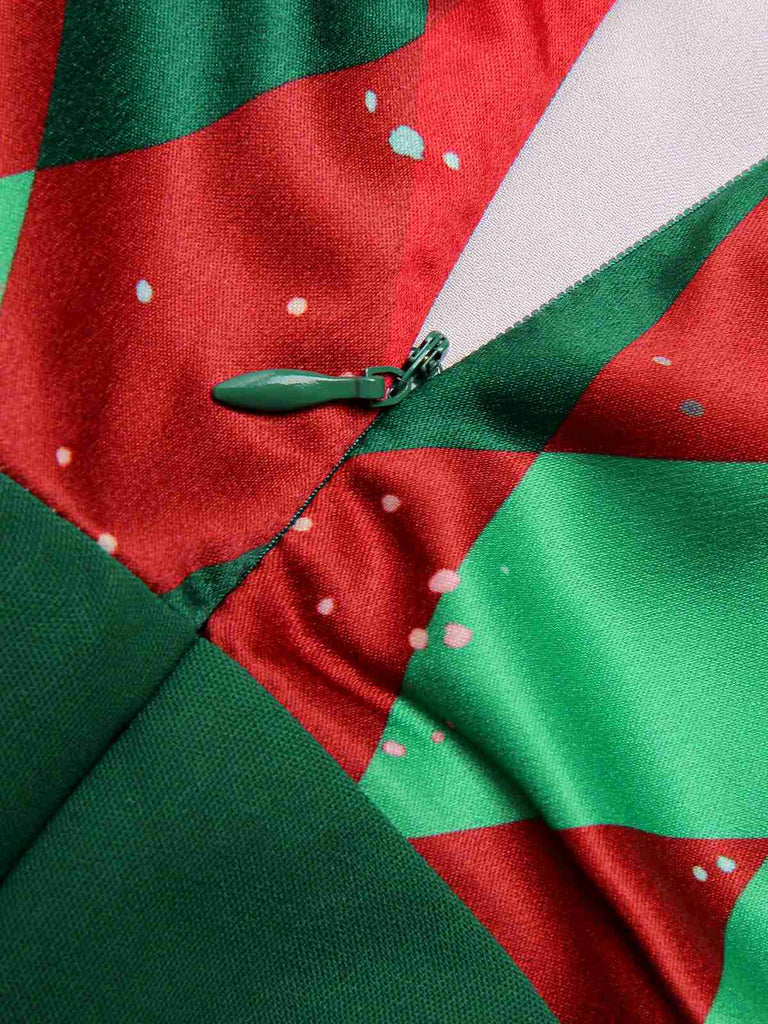 Grüner 1930er Weihnachts Patchwork Overall mit karierter Spitze