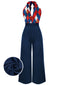 [Vorverkauf] Blau 1930er Weihnachten Plaid Spitze Jumpsuit