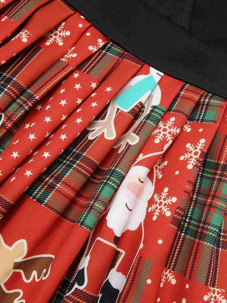 Rotes 1950er Weihnachts-Kariertes Weihnachtsmann-Kleid