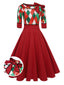 Rotes 1950er Weihnachten Plaids Schleife Dekor Kleid