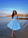 Hellblau 1950er Kariert Halter Swing Kleid