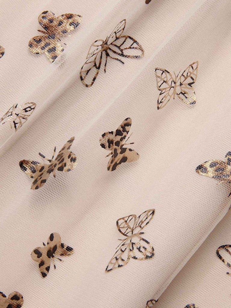 [Vorverkauf] Beige 1950er Masche Schmetterling Gurt Kleid