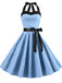 1950er Polka Dot Fliege Halter Swing Kleid