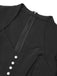 [Vorverkauf] Schwarz 1950er V-Ausschnitt Perlmuttknöpfen Kleid