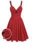 Rot 1950er Spaghetti Träger Herz Bedrucktes Kleid